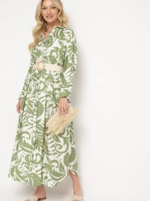 Zielona Sukienka Szmizjerka Zapinana na Guziki z Falbanką Lavernia melya by melody