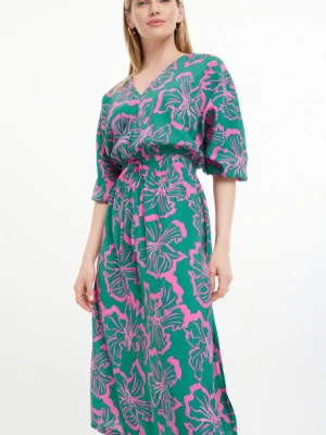 Zielona sukienka w różowe kwiaty Greenpoint