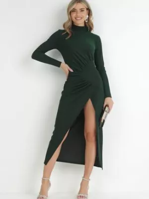 Zielona Sukienka z Asymetrycznym Marszczeniem Maxi Bose
