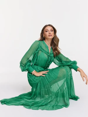 Zielona sukienka z falbanami TARANKO