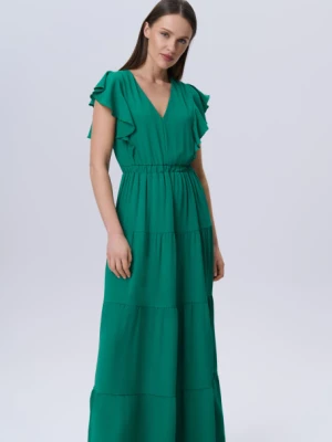 Zielona sukienka z falbaniastym wykończeniem Greenpoint