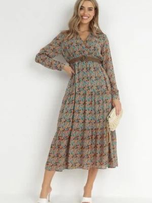 Zielona Sukienka Z Paskiem Khazin r&f fashion