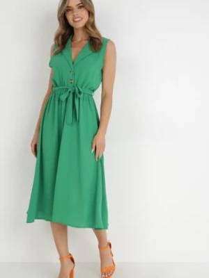Zielona Sukienka z Paskiem Kydasia