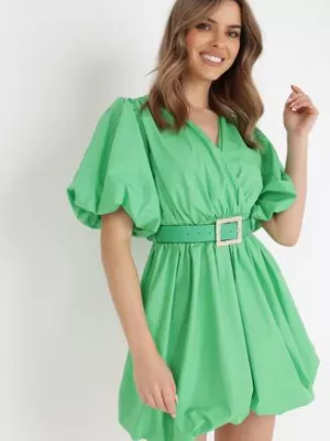 Zielona Sukienka z Paskiem Moniphae