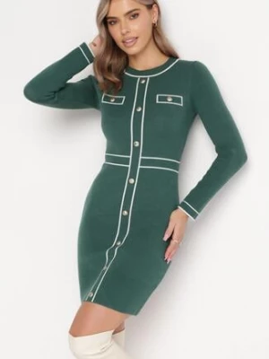 Zielona Sweterkowa Sukienka Mini Blomanda