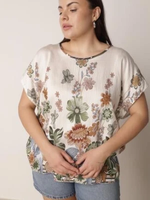Zdjęcie produktu Zielona Wiskozowa Bluzka w Kwiaty Talina J&x