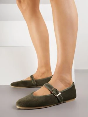 Zielone Balerinki w Stylu Mary Jane Urifiel