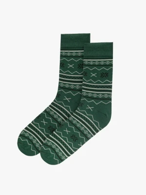 Zielone bawełniane skarpety męskie w dekoracyjny print Ryłko