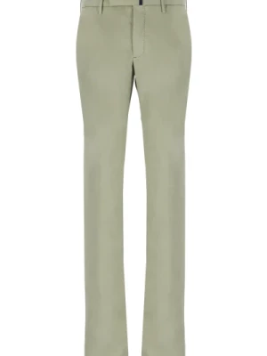 Zielone Bawełniane Spodnie Slim Fit Incotex