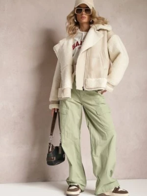 Zielone Bawełniane Spodnie z Gumeczkami Przy Nogawkach Moye hello miss