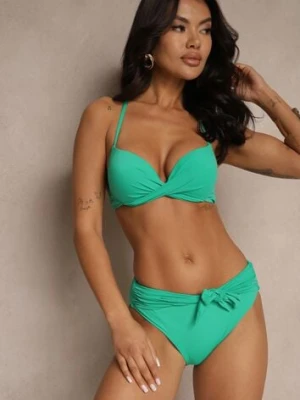 Zielone Bikini Majtki Figi i Biustonosz Ozdobione Wiązaniem Saniorie swest