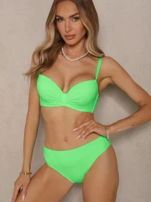 Zielone Bikini Majtki Typu Figi Marszczony Biustonosz i Pareo Natovena swest