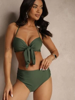 Zielone Bikini Wiązany Biustonosz i Majtki Typu Figi Fevarelia