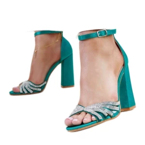 Zielone błyszczące sandały na słupku Zrinka Inna marka