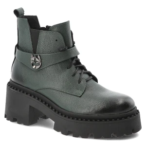 Zielone Botki Armodo Obuwie Damskie Na Solidnej Podeszwie