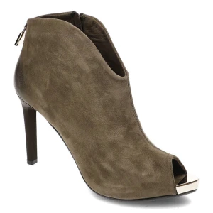 Zielone Botki Carinii Damskie Buty Na Obcasie