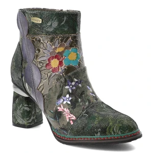Zielone Botki Laura Vita Eleganckie Obuwie Damskie Na Obcasie