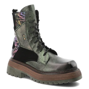 Zielone Botki Maciejka Oryginalne Obuwie Damskie