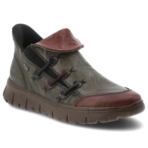 Zielone Botki Rieker Ocieplane Buty Damskie