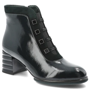 Zielone Botki S.Barski Lakierowane Obuwie Damskie