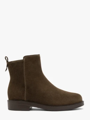 Zielone botki ze skóry welurowej Ryłko