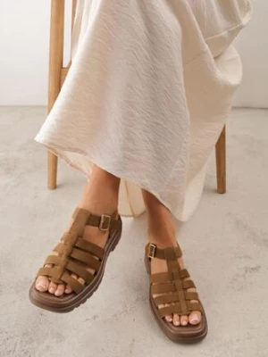 Zielone Casualowe Sandały Gladiatorki VICES z Imitacji Zamszu Savaronei