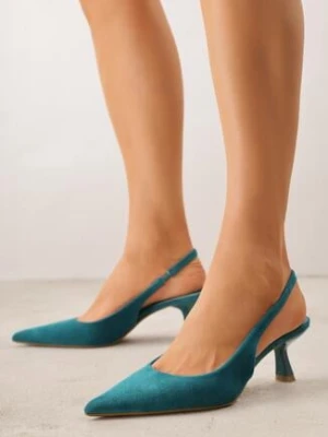 Zielone Czółenka z Odkrytą Piętą VICES na Obcasie Kaczuszka Anatema