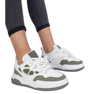 Zielone damskie sneakersy z masywnymi sznurówkami Inna marka