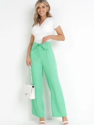Zielone Eleganckie Spodnie z Szerokimi Nogawkami i Wysokim Stanem Fidelia lily rose