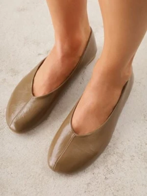 Zielone Gładkie Balerinki Basic z Zaokrąglonym Noskiem Kaleta marquiiz