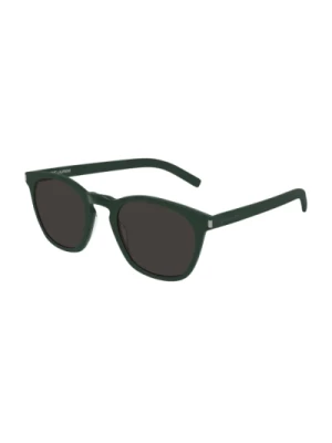 Zielone i Czarne Cienkie Okulary Przeciwsłoneczne Saint Laurent