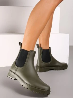 Zielone Kalosze Sztyblety na Płaskiej Podeszwie Irinndria