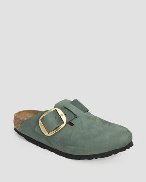 Zielone Klapki Damskie Birkenstock Boston Big Buckle Narrow