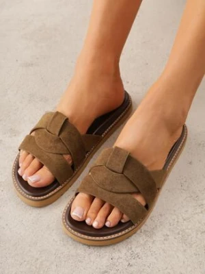 Zielone Klapki VICES z Przeplatanymi Paskami Anreene