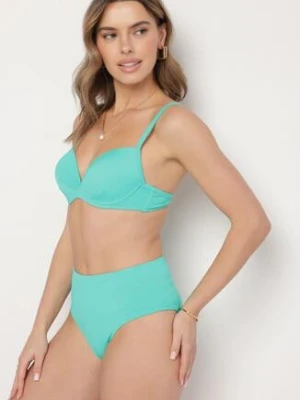 Zielone Klasyczne Bikini Majtki Typu Figi i Biustonosz Natinela swest
