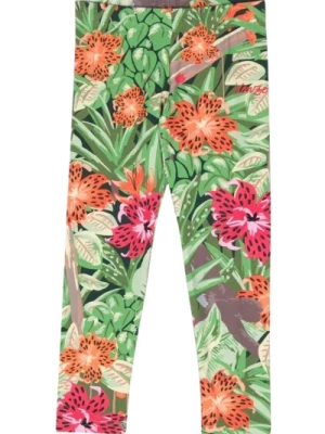 Zielone legginsy z kwiatowym wzorem Kenzo