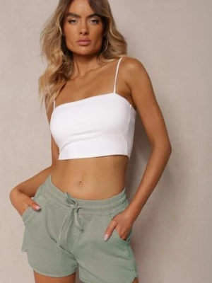 Zielone Luźne Szorty z Bawełny z Gumką w Talii Dezorea