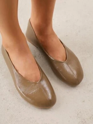 Zielone Minimalistyczne Balerinki z Okrągłym Noskiem Katara