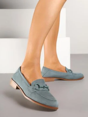 Zielone Mokasyny Vices ze Skórzaną Wkładką i Ozdobną Aplikacją Delainora