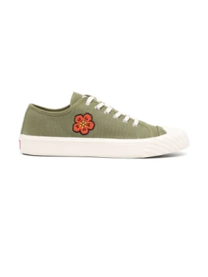 Zielone Niskie Sneakersy z Kwiatowym Wzorem Kenzo