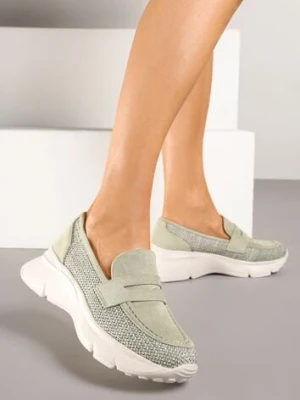 Zielone Półbuty na Tłoczonej Platformie Eraviella seastar