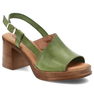 Zielone Sandały Hee Eleganckie Obuwie Damskie Na Obcasie