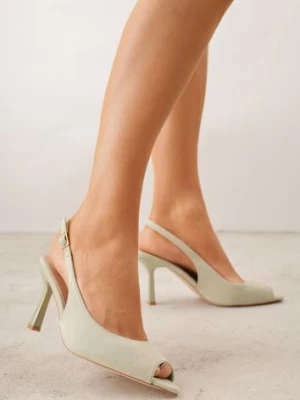 Zielone Sandały na Szpilce z Wycięciem na Palce i Odkrytą Piętą Zitissa