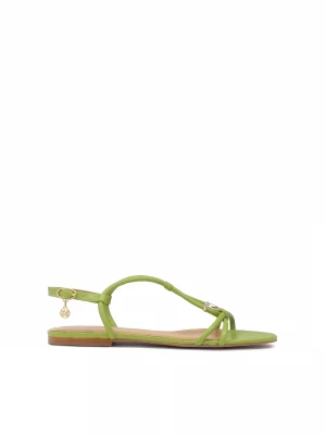 Zielone sandały skórzane z metalową ozdobą Kazar