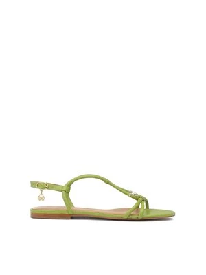 Zielone sandały skórzane z metalową ozdobą Kazar