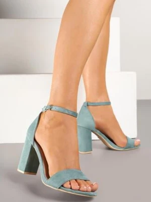 Zielone Sandały Vices na Obcasie ze Skórzaną Wkładką Lishiria