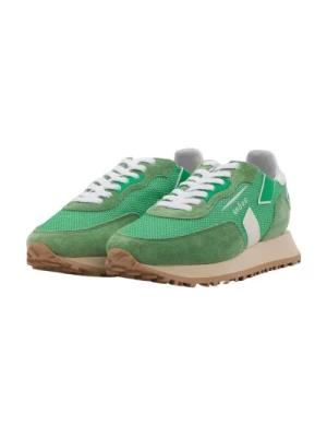 Zielone skórzane buty z siatką Ghoud