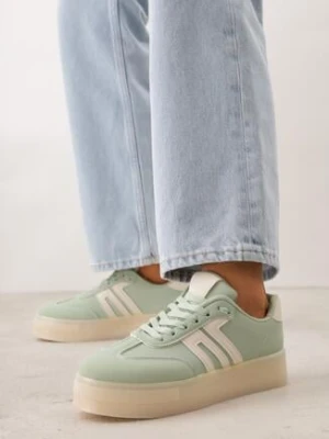 Zielone Sneakersy Kultowe Tenisówki na Platformie Hlalna seastar