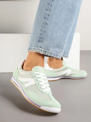 Jasnozielone Sneakersy Ozdobione Geometrycznym Motywem Clevandra maira