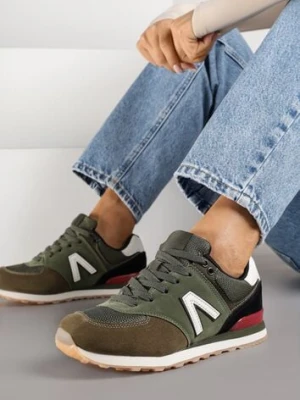 Ciemnozielone Sneakersy Ozdobione Geometrycznym Motywem Rilenessa